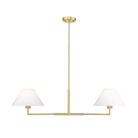Z-Lite Leila Chandelier, 2-Light, 12 In.W x 42 In.L x 9.5 In.H, Luxe Gold/White Linen 744-42L-LG